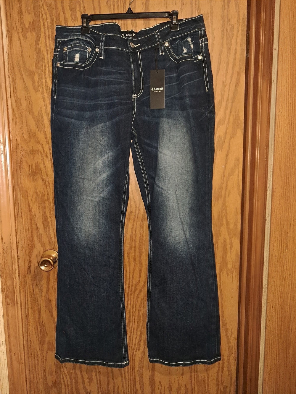 Lotus by Miss Me - Indigo Boot Cut Jeans with Whisker Fade